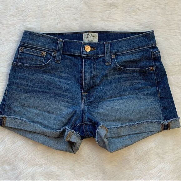 Jean Shorts J Crew Denim Mid Rise in Merrill Wash Stretch Womens Size 25 - Picture 1 of 8
